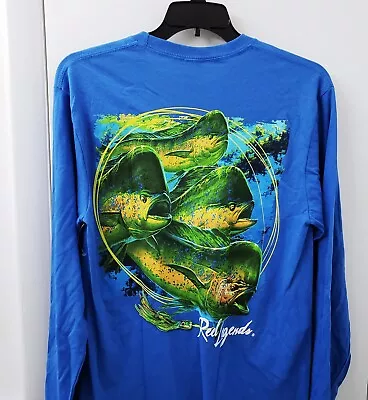 NWT Reel Legends Shirt Adult MD 19X29 Mahi Bull Fish Logo Outdoor Blue • $14.95