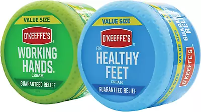 O'Keeffe's Working Hands Hand Cream 6.8 Ounce Jar And Healthy Feet Foot Cream • $49.16