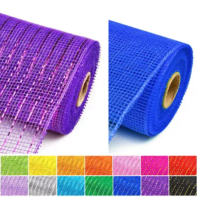 Poly Deco Mesh Ribbon 30ft Metallic Foil Mesh Wrap Roll Home DIY Crafts Decor • $8.99