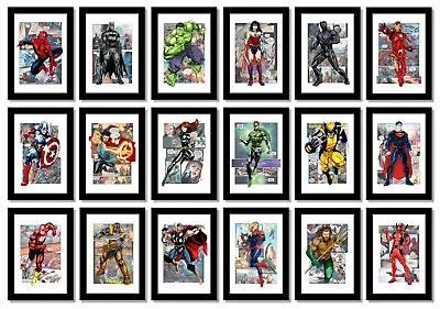 Superhero Marvel Avengers Posters Boy's Bedroom Birthday Gift A4 Prints Only • £3.90
