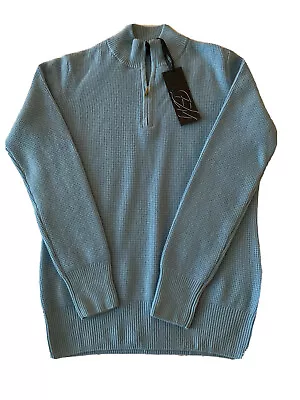 Enzo Mantovani Womens Mock 1/4 Zip (waffle Pattern)large/light Blue • $8.49