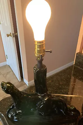 Vintage MCM Panther Lamp Green/Black Tested • $36.99