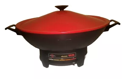 Vintage West Bend Electric Wok Red 6 Quart W/ Rack & Cord USA • $34.99