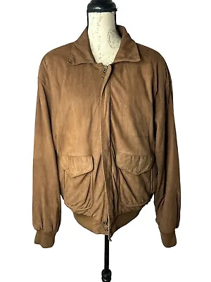 Vintage G-111 Brown Leather Bomber Jacket Men's Size L Global Identity Lined • $44.79