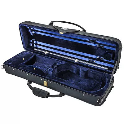 Deluxe Oblong 4/4 Acoustic Violin Fiddle Case Black/Blue Strap **CLEARANCE** • $79.99