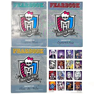 Monster High G1 Fearbook Lot Of 3 Plus Stickers - Doll Diary Journal X 3 • $14