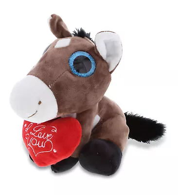 DolliBu I LOVE YOU Plush Sparkling Big Eye Horse Stuffed Animal With Heart - 8  • $17.75