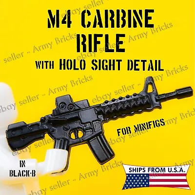 M4 M4A1 Carbine Rifle W/ Holo Sight For Minifigs • CUSTOM TOY Brick • Black B • $1.75