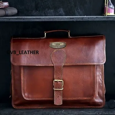 New Men's Leather Genuine Vintage Shoulder Travel Laptop Satchel Briefcase Bag • $61.75