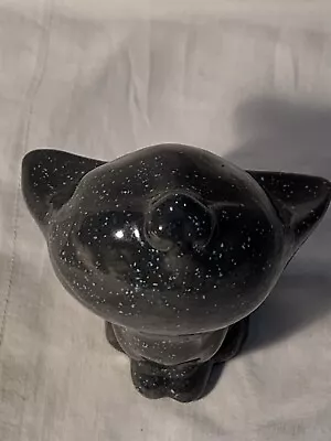 Mid Century Modern Atomic Black Speckled Cat Figurines Vintage Ceramic • $9.50
