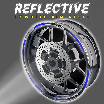 For Kawasaki Z650 17-21 20 19 18 Reflective Wheel Sticker 17  Stripe03 BLUE • £21.94