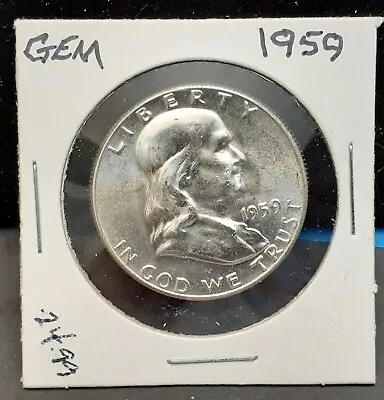 1959 Franklin Silver Half Dollar - Gem - In Cardboard Flip    - L4 • $19.99