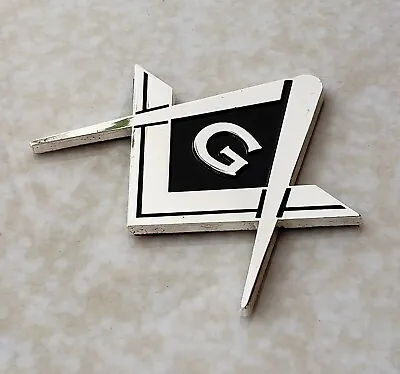 Masonic Master Mason Square & Compass G Symbol Cut Out Car Auto Emblem Silver • $9.99