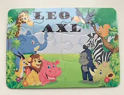 Personalised Animal Jigsaw Puzzle 12 Piece Jigsaw Puzzle Kids Animal Name Puzzle • £7