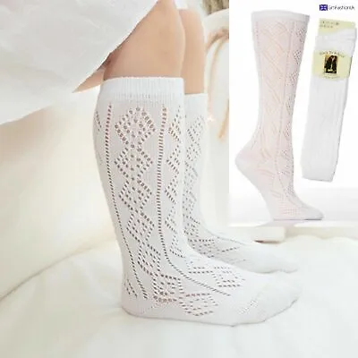 £2.97 • Buy New 1-6 Pairs Girls White Pelerines Socks Long Back To School Knee High Pelerine