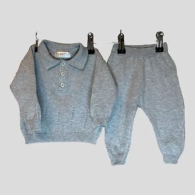 Samli Baby Boys Spanish Knitted Suit Premium Collection Age 0-3 Months Grey • £5