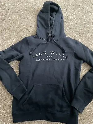 Jack Wills Womens Navy Blue Cotton Pullover Hoodie Size 8 • £2