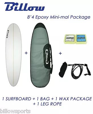 NEW Billow 8'4'' Epoxy Mini-mal Surfboard Matte Finish Package With 3xFCS Fins • $9999