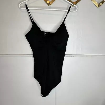 NWT Express Body Contour  Black Twist Knot Front Thong Bodysuit Size Medium • $19