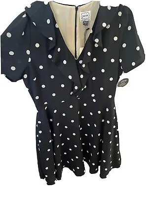 £13.20 • Buy Joanie Size 14 Black And White Polka Dot Dress