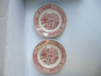 2 Vintage 1965 MEMORY LANE Royal Ironstone Red Transferware 6.25  Bread Plate • $19.99