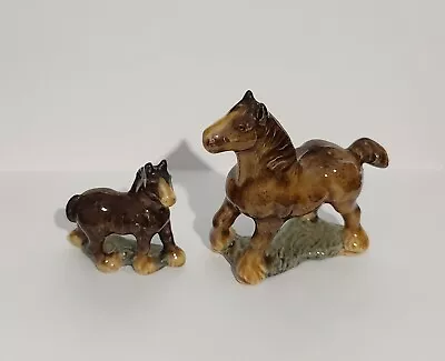Wade England 1974 Clydesdale Horse And Foal Brown With Blaze • $20.24