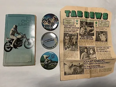 Evel Knievel Buttons Book Article Used Harley Davidson 1974 The Cycle Jumpers • $30