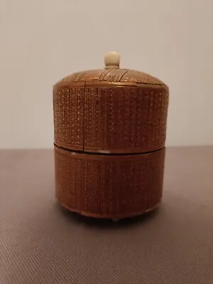 Antique Straw Marquetry Round Box • $81.15