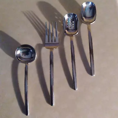 4 Mikasa ZENA Serving 4 Pcs Stainless Flatware Hostess Serving Set 18/8 • $43.62