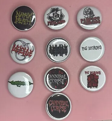 Grindcore 1.25”Button Pins (10) Death Metal Carcass Napalm Death Cannibal Corpse • $7.99