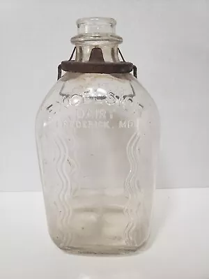 Early Tin Top 2 Quart Excelsior Dairy Frederick MD Stock Farm Milk Bottle • $40