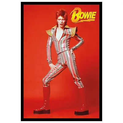 (FRAMED) DAVID BOWIE POSTER (66x96cm) PLATFORM BOOTS RED BACKGROUND  PICTURE ART • $99