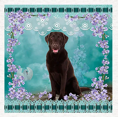 Dog - Chocolate Labrador Fabric Craft Panels In 100% Cotton Or Polyester • £2.45