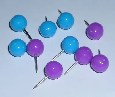 Blue Purple Thumb Tacks Push Pins Map Pins Home Office DecorCork Memory Board • $6.75