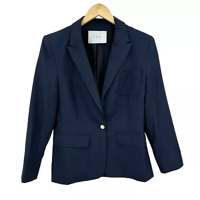 A.L.C. Blazer Jacket Womens 10 Single Button Blue Silk Lined USA Wool Blend S156 • $79.95