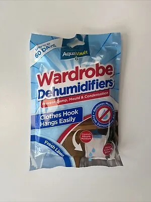 Aqua Vault Wardrobe Interior Slim Sachet Dehumidifiers Fresh Linnen • £2.99