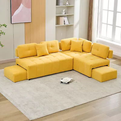 L-shaped Sofa Sectional Sofa Couch With 2 Stools And 2 Lumbar Pillows • $999.40