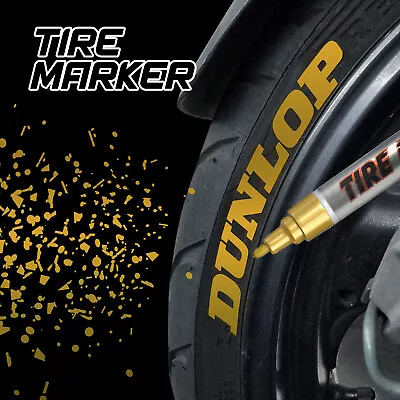 Gold Rubber Tire Marker Permanent Paint Pen Oil Based Waterproof Motorcycle Car • $17.95