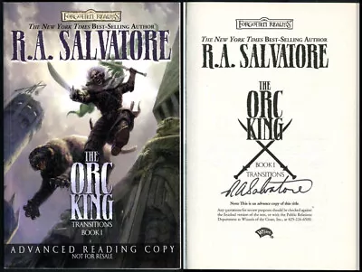 R.A. Salvatore SIGNED AUTOGRAPHED The Orc King ARC Uncorrected Proof Ed Drizzt  • $130