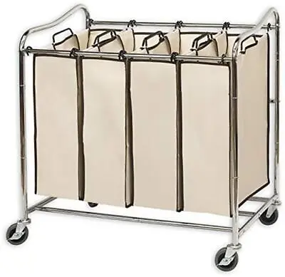 Simplehouseware 4-Bag Heavy Duty Rolling Laundry Sorter Cart Chrome  • $51.60