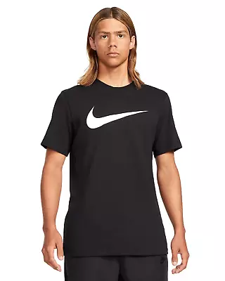 Nike Men Sportswear Swoosh T-Shirt In Black/White Size L  XL & XXL DC5094-010 • $22