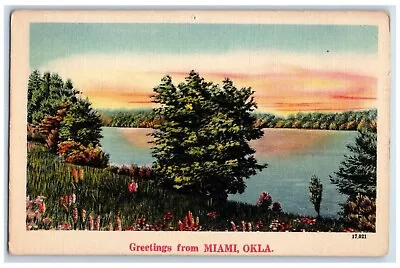 C1910's Greetings From Miami Oklahoma OK Lake View Unposted Antique Postcard • $14.98