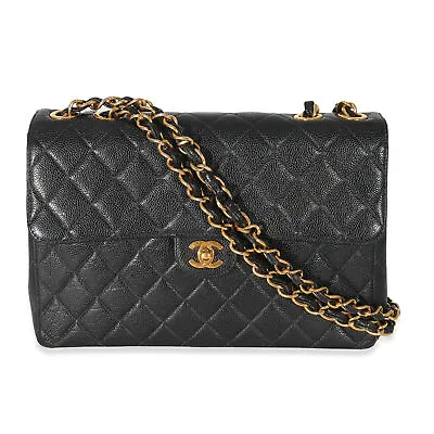 $4400 • Buy Chanel Vintage Black Quilted Caviar Jumbo Single Flap Bag
