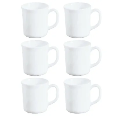 6x Luminarc Trianon White 290ml Coffee Mug Glass Cappuccino Tea Hot Drink Cocoa • £13.49