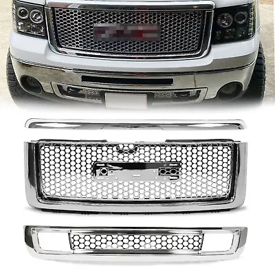 $169.80 • Buy For 2007-13 GMC Sierra 1500 Denali Pickup Upper Lower Grille Hood Molding Chrome