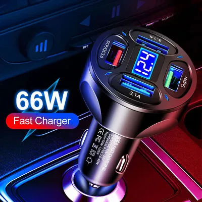 4 Ports USB Car Charger 66W Fast Charging Quick Charge 3.0 Charger Adapter Tool • $7.99