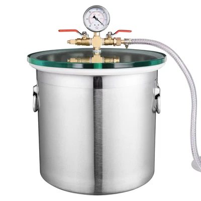 $117.89 • Buy 5 Gallon Stainless Steel Vacuum Chamber Glass Lid Set Degassing Silicone Epoxies