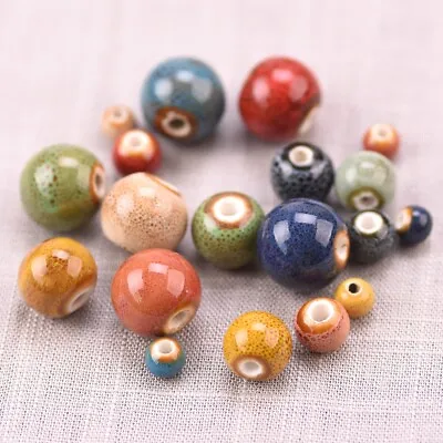 Mixed Ceramic Porcelain 6mm 8mm 10mm 12mm 14mm Loose Beads For Jewelry Making • £2.64