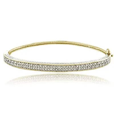 1/2ct Diamond Gold Tone Bangle Bracelet 7.25  • $64.15