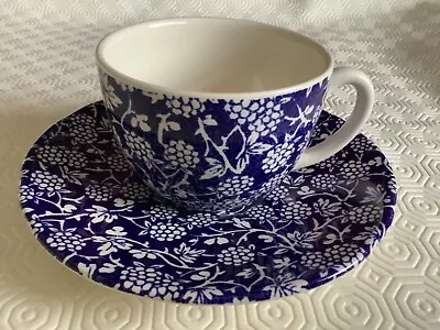 M&S  Marks & Spencer Home BlackBerry China Blue & White Teacup & Saucer BNWT • £10.95